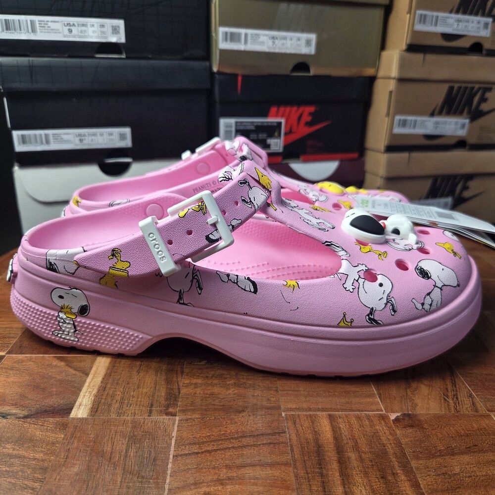 CROCS PEANUTS PINK MARY JANE CLOG Snoopy Woodstock NWT M/7 W/9 - Picture 8 of 8